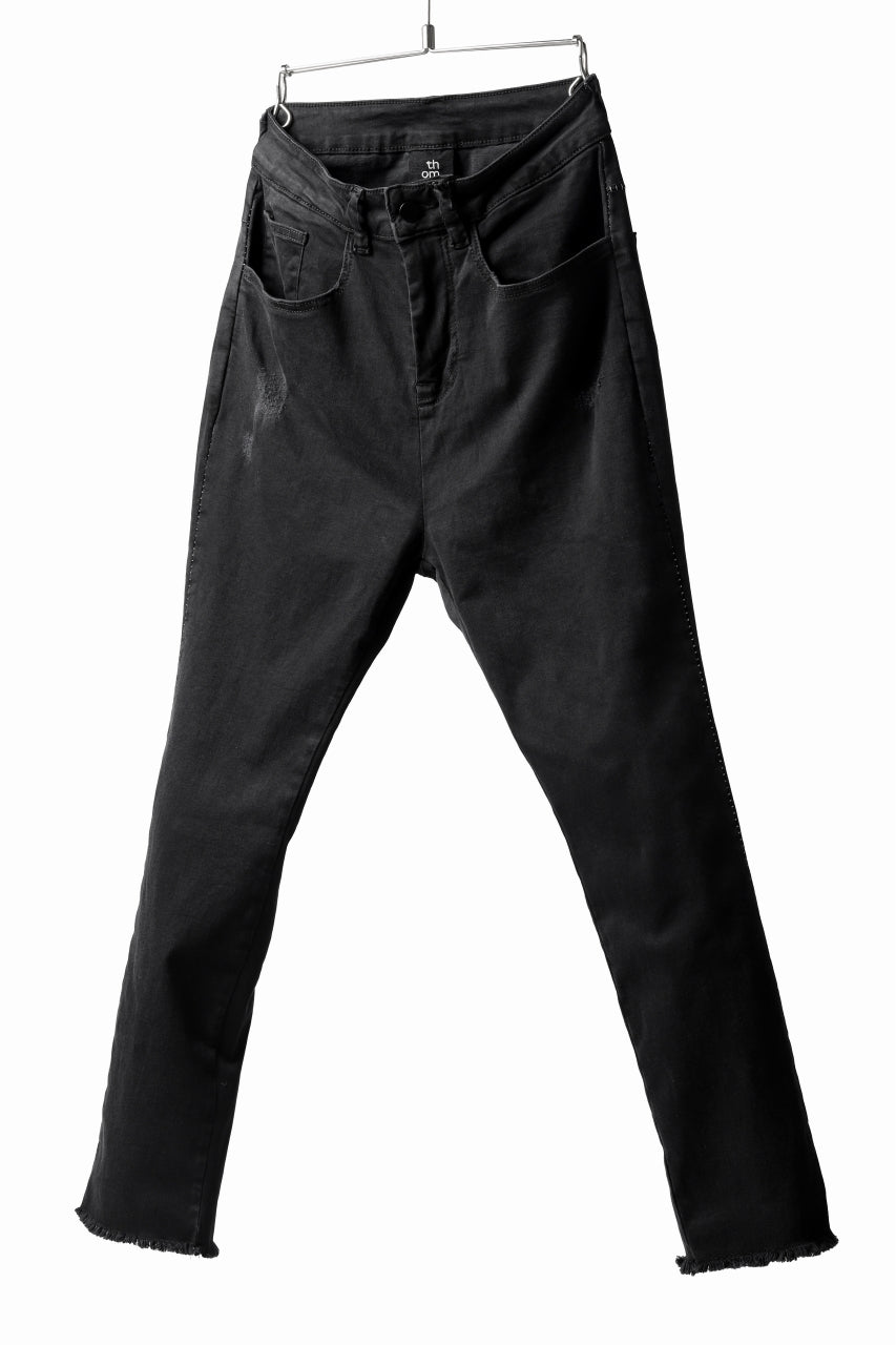 画像をギャラリービューアに読み込む, thomkrom OVER LOCK SLIM CROPPED PANTS / DAMAGE STRETCH DENIM (BLACK)