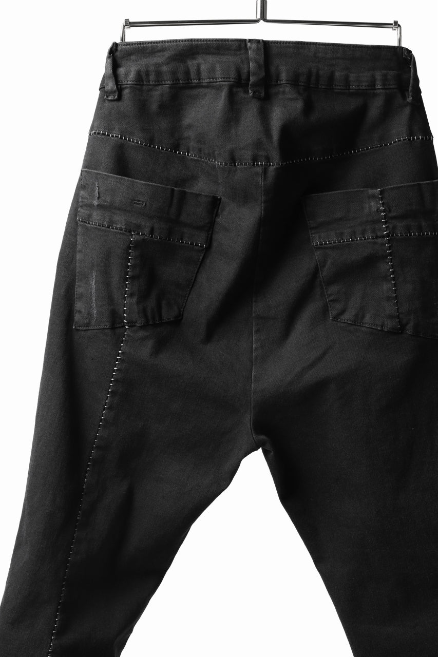 画像をギャラリービューアに読み込む, thomkrom OVER LOCK SLIM CROPPED PANTS / DAMAGE STRETCH DENIM (BLACK)