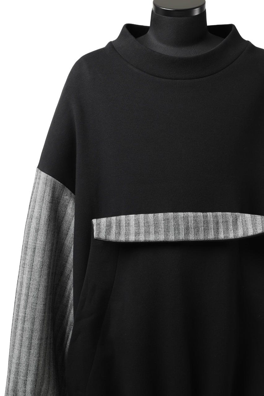 画像をギャラリービューアに読み込む, SOSNOVSKA exclusive ABSTRACT COMBINATION SWEAT SHIRT (BLACK x GREY STRIPE)