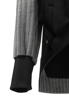 画像をギャラリービューアに読み込む, SOSNOVSKA exclusive ABSTRACT COMBINATION SWEAT SHIRT (BLACK x GREY STRIPE)