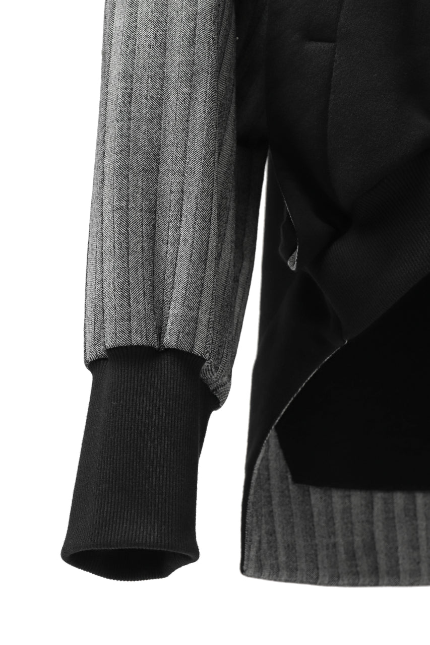 画像をギャラリービューアに読み込む, SOSNOVSKA exclusive ABSTRACT COMBINATION SWEAT SHIRT (BLACK x GREY STRIPE)