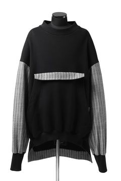 画像をギャラリービューアに読み込む, SOSNOVSKA exclusive ABSTRACT COMBINATION SWEAT SHIRT (BLACK x GREY STRIPE)