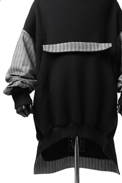 画像をギャラリービューアに読み込む, SOSNOVSKA exclusive ABSTRACT COMBINATION SWEAT SHIRT (BLACK x GREY STRIPE)