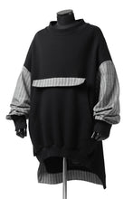 画像をギャラリービューアに読み込む, SOSNOVSKA exclusive ABSTRACT COMBINATION SWEAT SHIRT (BLACK x GREY STRIPE)