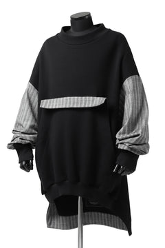 画像をギャラリービューアに読み込む, SOSNOVSKA exclusive ABSTRACT COMBINATION SWEAT SHIRT (BLACK x GREY STRIPE)