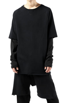 Load image into Gallery viewer, FIRST AID TO THE INJURED LAYERED SLEEVE TOPS / FRENCH TERRY + JERSEY (BLACK)
