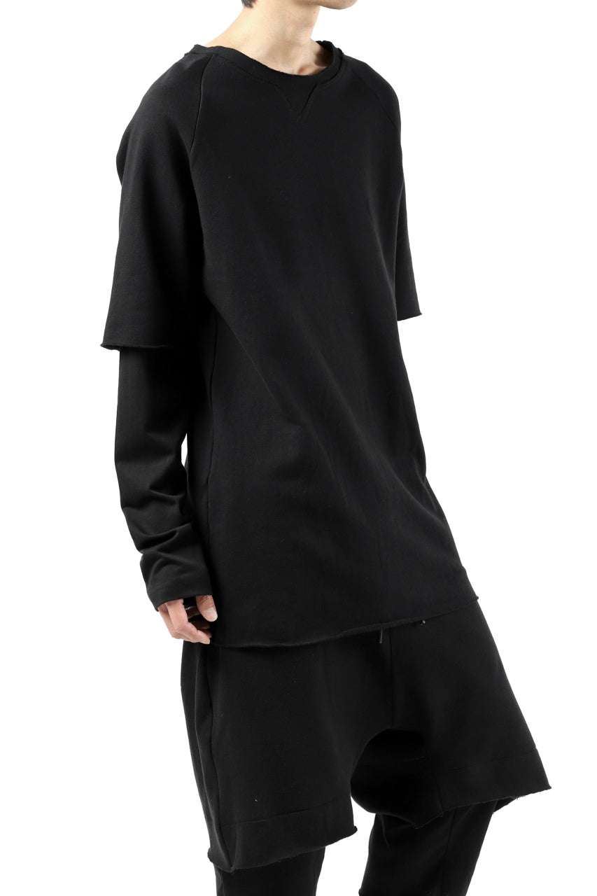 Load image into Gallery viewer, FIRST AID TO THE INJURED LAYERED SLEEVE TOPS / FRENCH TERRY + JERSEY (BLACK)