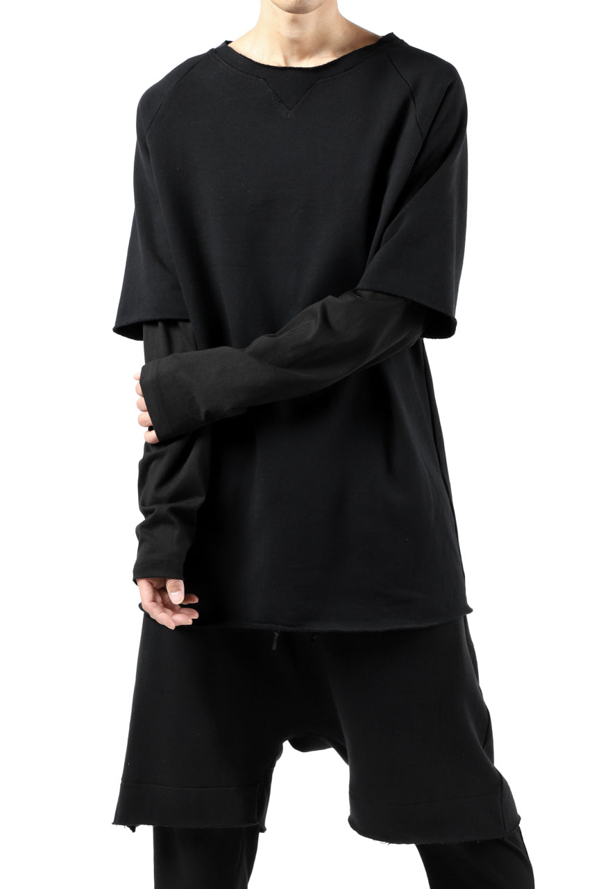 Load image into Gallery viewer, FIRST AID TO THE INJURED LAYERED SLEEVE TOPS / FRENCH TERRY + JERSEY (BLACK)