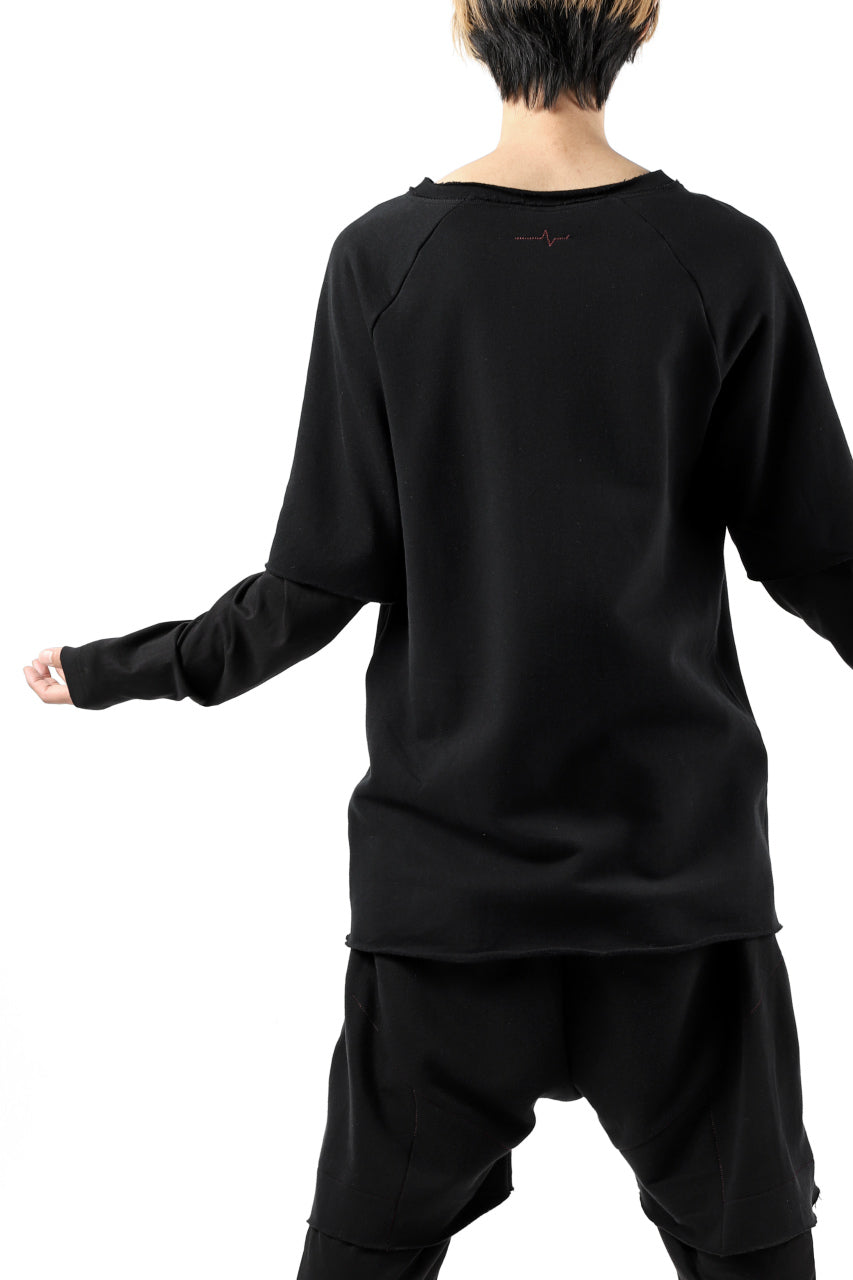 Load image into Gallery viewer, FIRST AID TO THE INJURED LAYERED SLEEVE TOPS / FRENCH TERRY + JERSEY (BLACK)