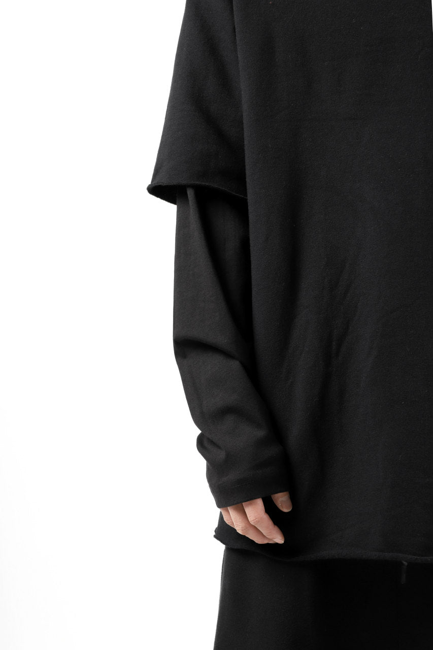 Load image into Gallery viewer, FIRST AID TO THE INJURED LAYERED SLEEVE TOPS / FRENCH TERRY + JERSEY (BLACK)