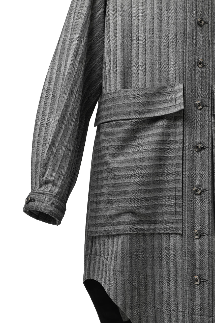 画像をギャラリービューアに読み込む, SOSNOVSKA exclusive FLYING DOWN SHIRT COAT (GREY STRIPE)