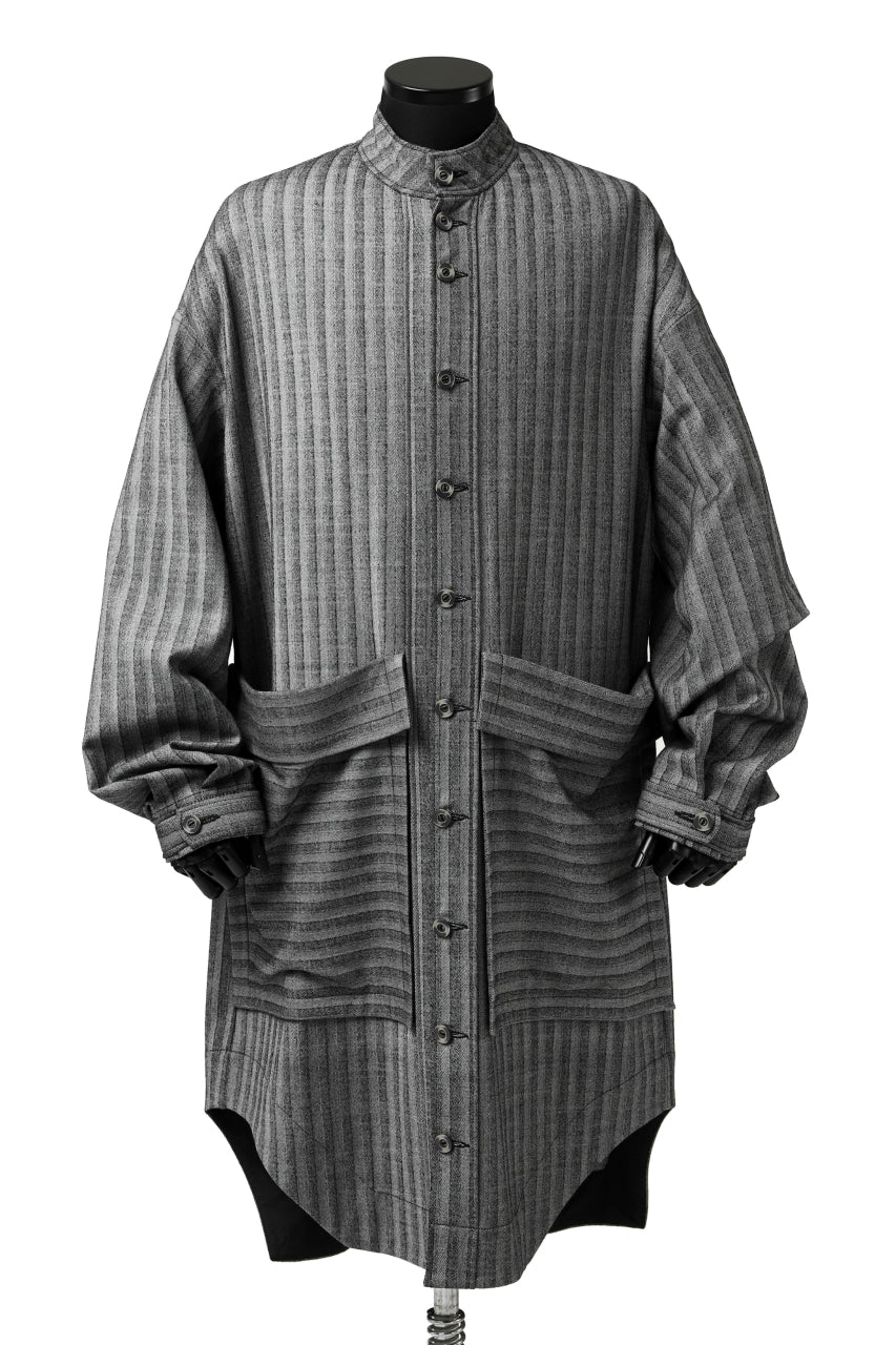 画像をギャラリービューアに読み込む, SOSNOVSKA exclusive FLYING DOWN SHIRT COAT (GREY STRIPE)