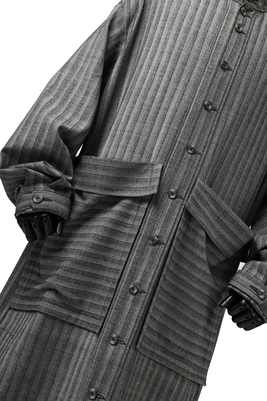 画像をギャラリービューアに読み込む, SOSNOVSKA exclusive FLYING DOWN SHIRT COAT (GREY STRIPE)