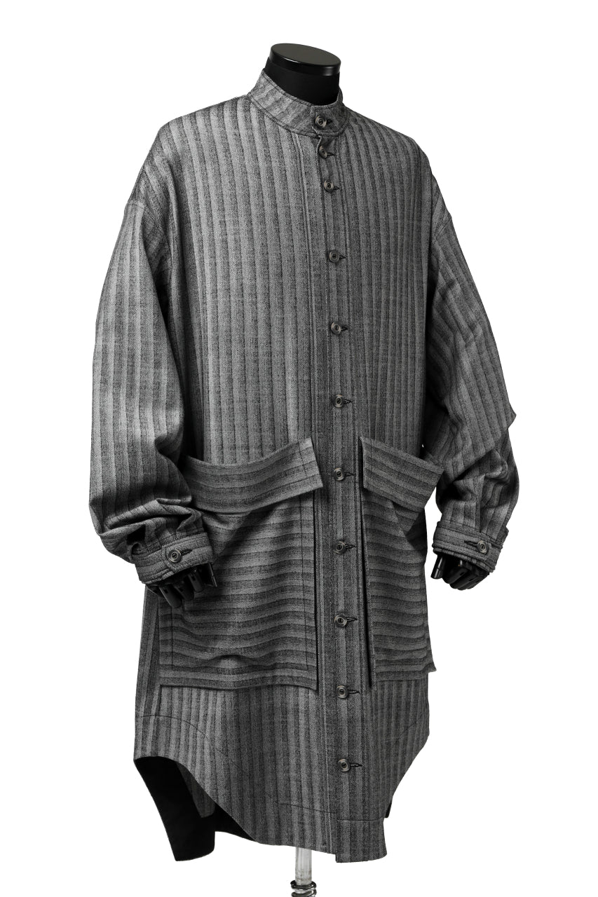 画像をギャラリービューアに読み込む, SOSNOVSKA exclusive FLYING DOWN SHIRT COAT (GREY STRIPE)