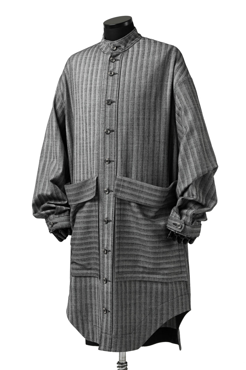 画像をギャラリービューアに読み込む, SOSNOVSKA exclusive FLYING DOWN SHIRT COAT (GREY STRIPE)