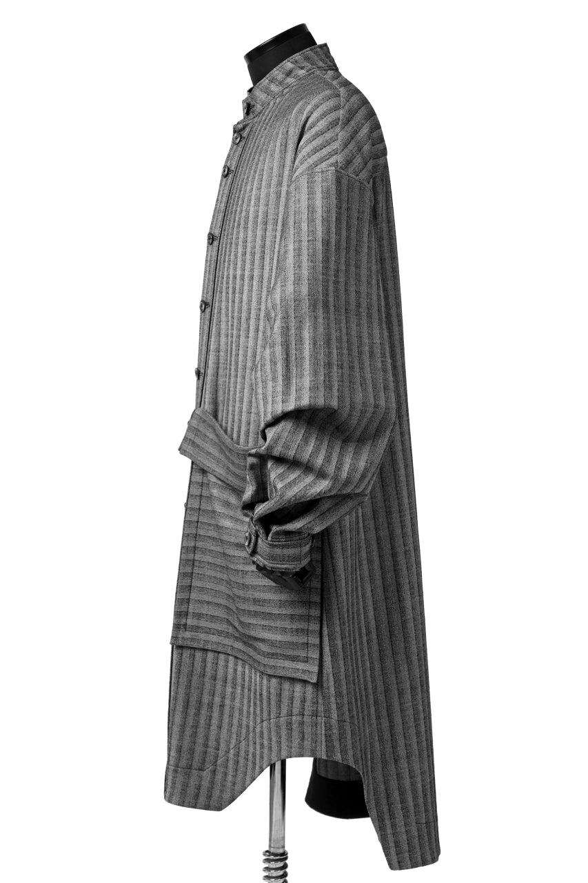 画像をギャラリービューアに読み込む, SOSNOVSKA exclusive FLYING DOWN SHIRT COAT (GREY STRIPE)