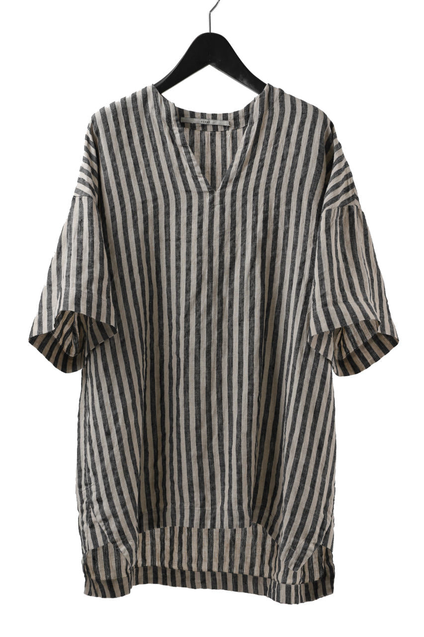 画像をギャラリービューアに読み込む, _vital exclusive minimal tunica tops / vintage farmers stripe linen (BLACK x BEIGE)
