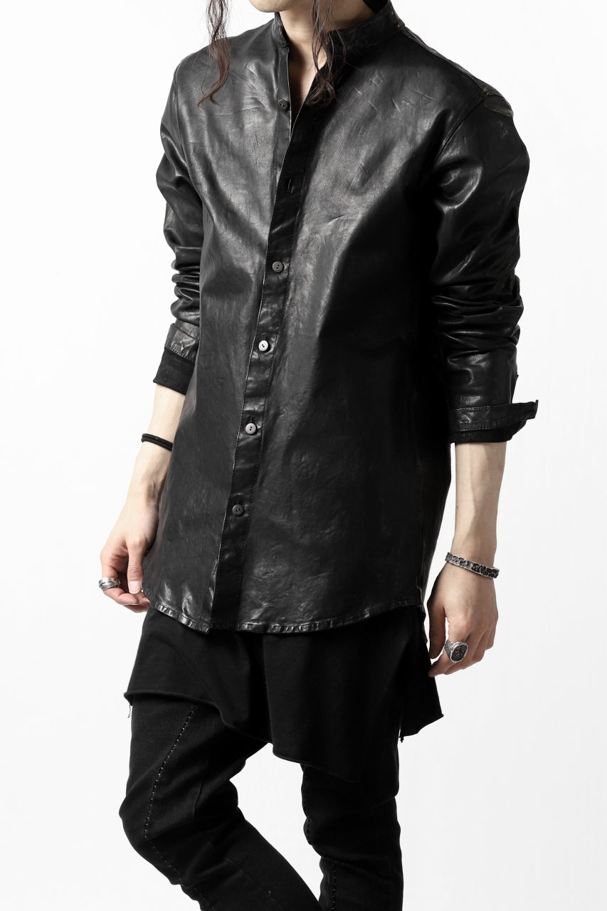 Load image into Gallery viewer, ISAMU KATAYAMA BACKLASH exclusive LEATHER SHIRT / ITALY SHOULDER 0.6mm (BLACK)
