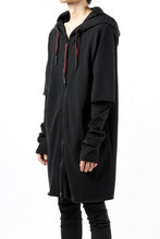 Load image into Gallery viewer, FIRST AID TO THE INJURED HOODY LAYERED SLEEVE ZIP PARKA / FRENCH TERRY + JERSEY (BLACK)