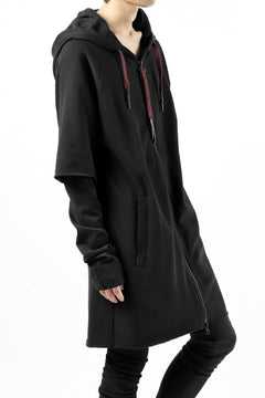 Load image into Gallery viewer, FIRST AID TO THE INJURED HOODY LAYERED SLEEVE ZIP PARKA / FRENCH TERRY + JERSEY (BLACK)