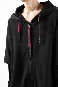 Load image into Gallery viewer, FIRST AID TO THE INJURED HOODY LAYERED SLEEVE ZIP PARKA / FRENCH TERRY + JERSEY (BLACK)