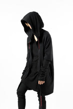 Load image into Gallery viewer, FIRST AID TO THE INJURED HOODY LAYERED SLEEVE ZIP PARKA / FRENCH TERRY + JERSEY (BLACK)