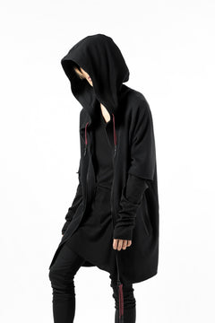 Load image into Gallery viewer, FIRST AID TO THE INJURED HOODY LAYERED SLEEVE ZIP PARKA / FRENCH TERRY + JERSEY (BLACK)