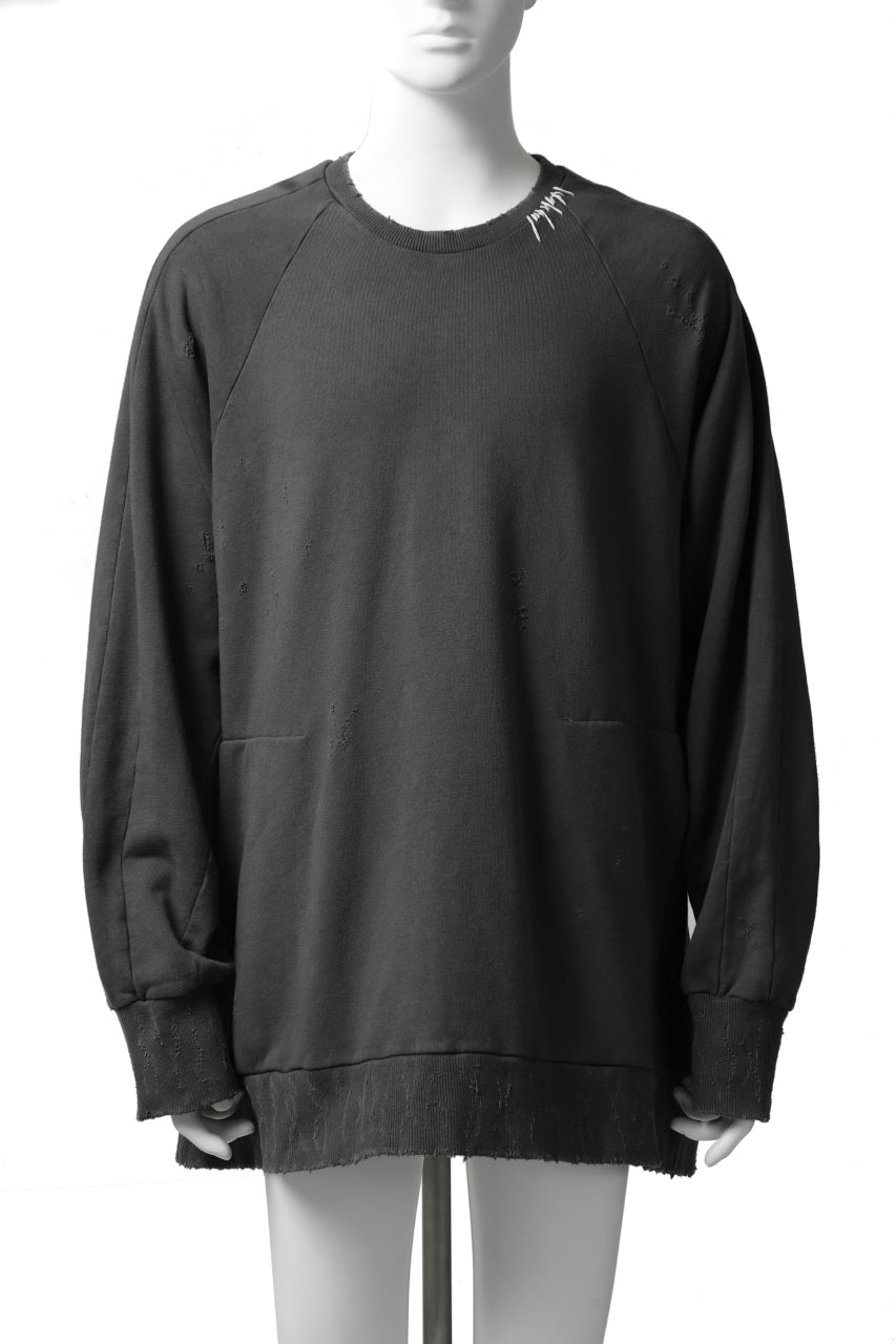 画像をギャラリービューアに読み込む, A.F ARTEFACT "FRAYED" DAMAGE LOOSEY SWEATER TOPS (GREY)