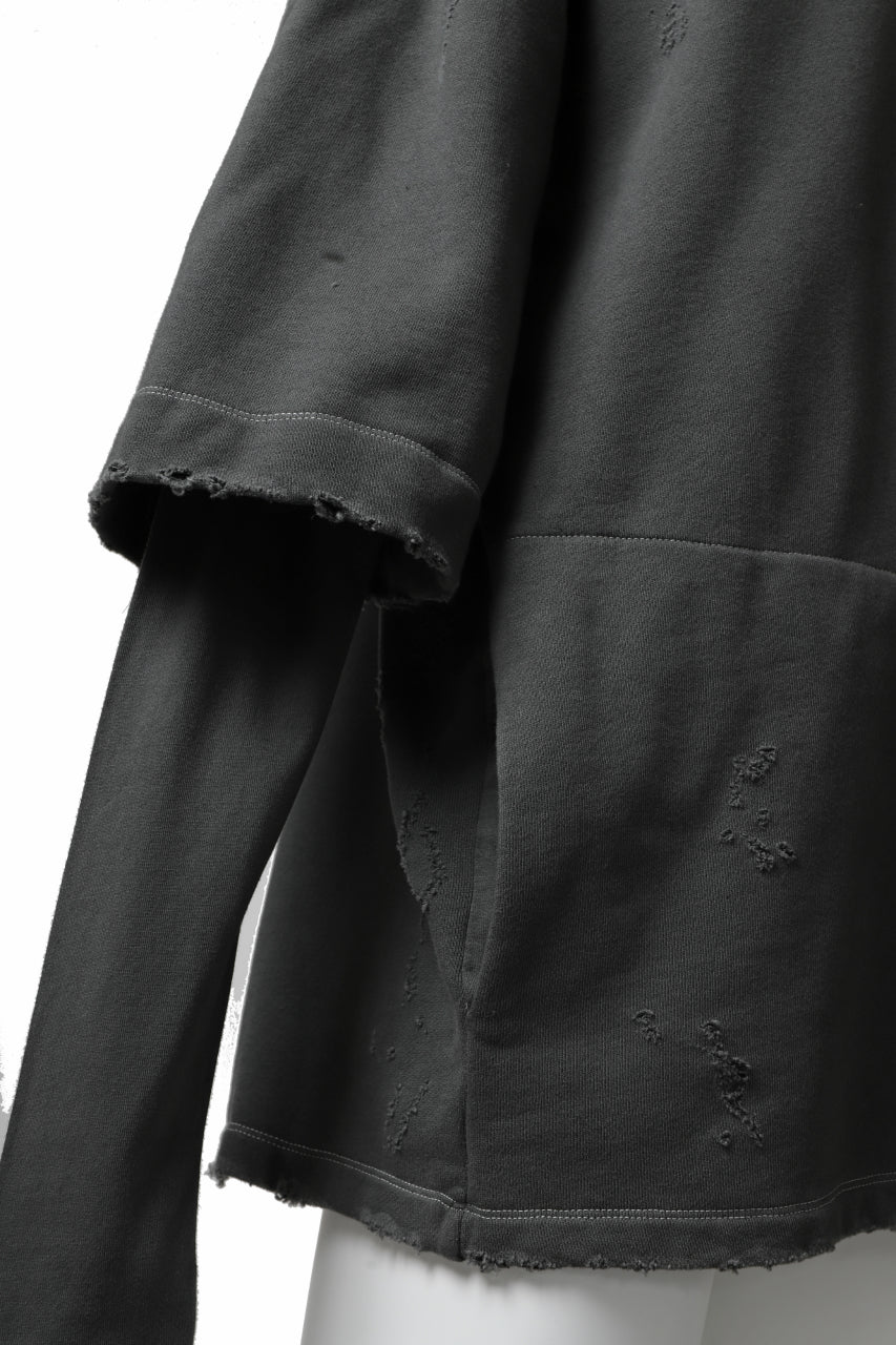 画像をギャラリービューアに読み込む, A.F ARTEFACT "FRAYED" DAMAGE LAYERED SWEATER TOPS (GREY)
