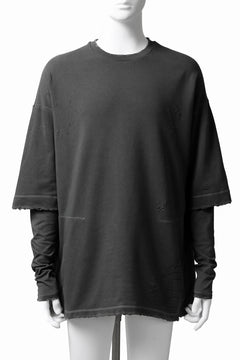 画像をギャラリービューアに読み込む, A.F ARTEFACT "FRAYED" DAMAGE LAYERED SWEATER TOPS (GREY)