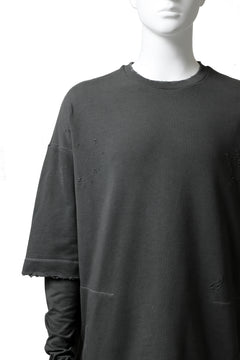 画像をギャラリービューアに読み込む, A.F ARTEFACT "FRAYED" DAMAGE LAYERED SWEATER TOPS (GREY)