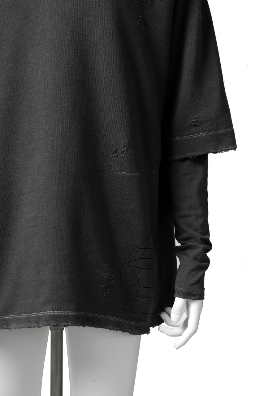 画像をギャラリービューアに読み込む, A.F ARTEFACT "FRAYED" DAMAGE LAYERED SWEATER TOPS (GREY)
