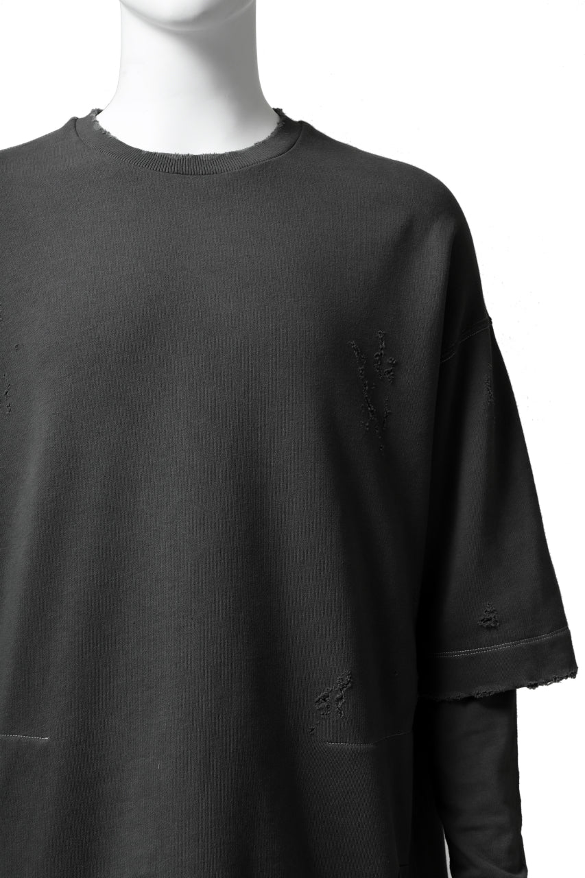 画像をギャラリービューアに読み込む, A.F ARTEFACT "FRAYED" DAMAGE LAYERED SWEATER TOPS (GREY)
