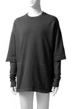 画像をギャラリービューアに読み込む, A.F ARTEFACT "FRAYED" DAMAGE LAYERED SWEATER TOPS (GREY)