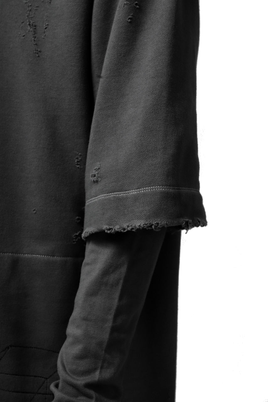 画像をギャラリービューアに読み込む, A.F ARTEFACT "FRAYED" DAMAGE LAYERED SWEATER TOPS (GREY)