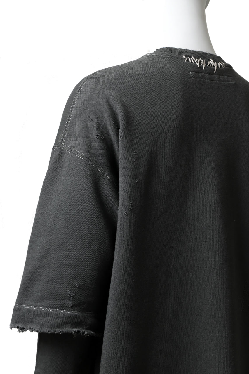 画像をギャラリービューアに読み込む, A.F ARTEFACT "FRAYED" DAMAGE LAYERED SWEATER TOPS (GREY)