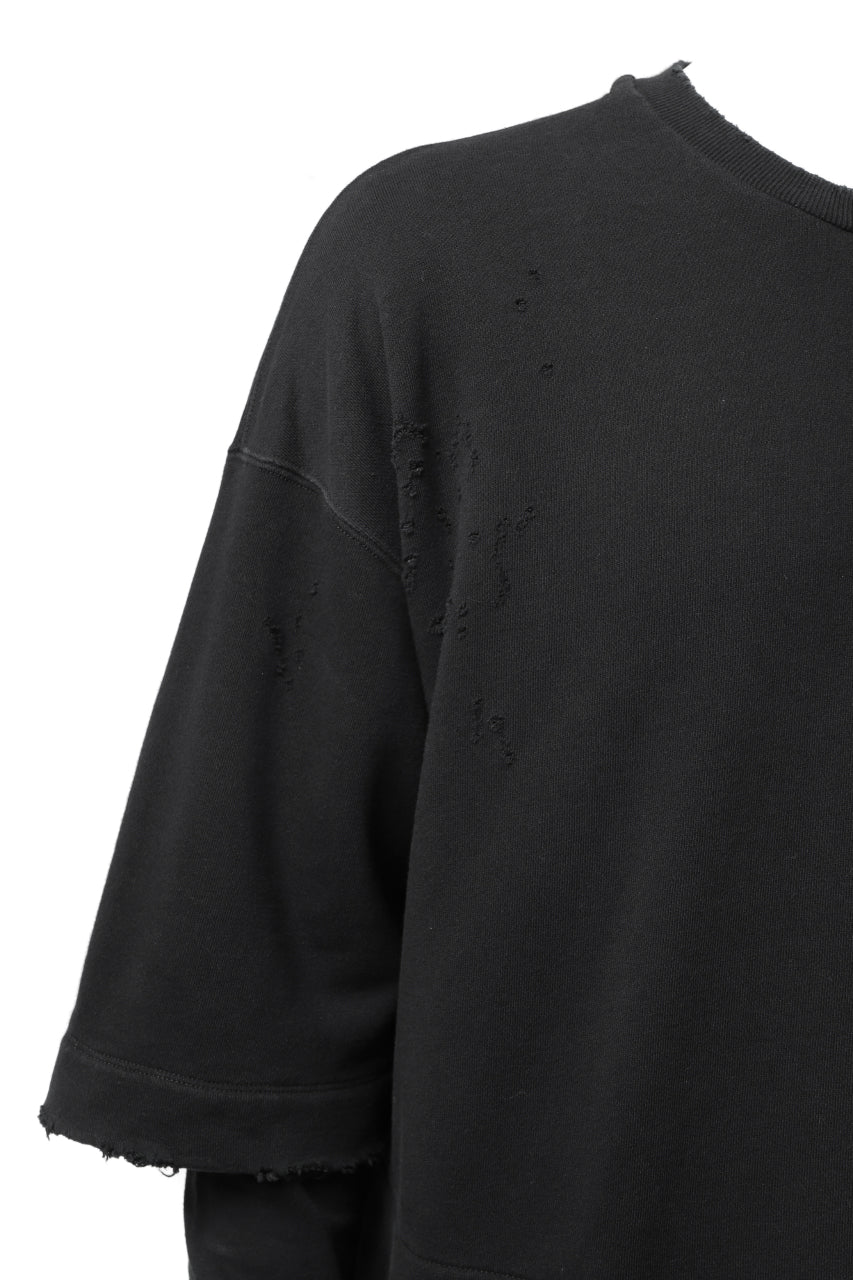 画像をギャラリービューアに読み込む, A.F ARTEFACT "FRAYED" DAMAGE LAYERED SWEATER TOPS (BLACK)