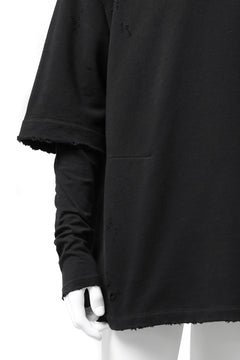 画像をギャラリービューアに読み込む, A.F ARTEFACT "FRAYED" DAMAGE LAYERED SWEATER TOPS (BLACK)