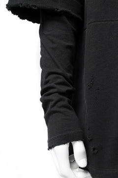 画像をギャラリービューアに読み込む, A.F ARTEFACT "FRAYED" DAMAGE LAYERED SWEATER TOPS (BLACK)