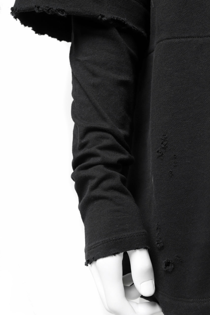 画像をギャラリービューアに読み込む, A.F ARTEFACT "FRAYED" DAMAGE LAYERED SWEATER TOPS (BLACK)
