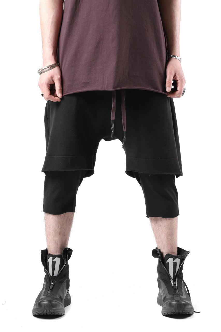 Load image into Gallery viewer, FIRST AID TO THE INJURED LAYERED SHORT PANTS / FRENCH TERRY + JERSEY (BLACK)