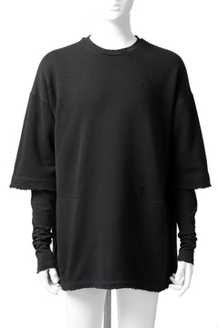 画像をギャラリービューアに読み込む, A.F ARTEFACT "FRAYED" DAMAGE LAYERED SWEATER TOPS (BLACK)