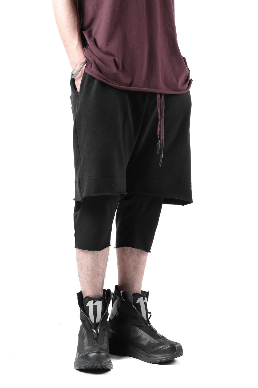 Load image into Gallery viewer, FIRST AID TO THE INJURED LAYERED SHORT PANTS / FRENCH TERRY + JERSEY (BLACK)