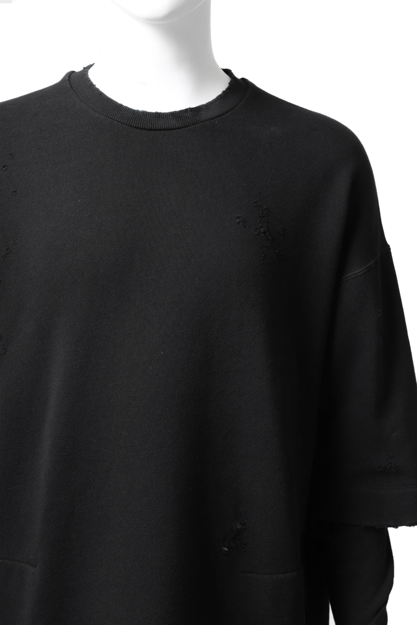 画像をギャラリービューアに読み込む, A.F ARTEFACT "FRAYED" DAMAGE LAYERED SWEATER TOPS (BLACK)