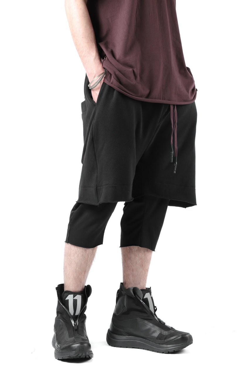 Load image into Gallery viewer, FIRST AID TO THE INJURED LAYERED SHORT PANTS / FRENCH TERRY + JERSEY (BLACK)
