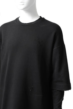 画像をギャラリービューアに読み込む, A.F ARTEFACT "FRAYED" DAMAGE LAYERED SWEATER TOPS (BLACK)