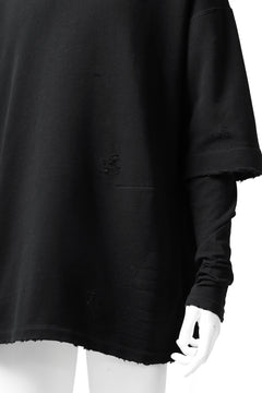画像をギャラリービューアに読み込む, A.F ARTEFACT "FRAYED" DAMAGE LAYERED SWEATER TOPS (BLACK)