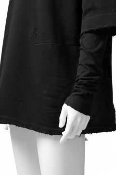画像をギャラリービューアに読み込む, A.F ARTEFACT "FRAYED" DAMAGE LAYERED SWEATER TOPS (BLACK)
