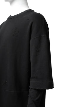画像をギャラリービューアに読み込む, A.F ARTEFACT "FRAYED" DAMAGE LAYERED SWEATER TOPS (BLACK)