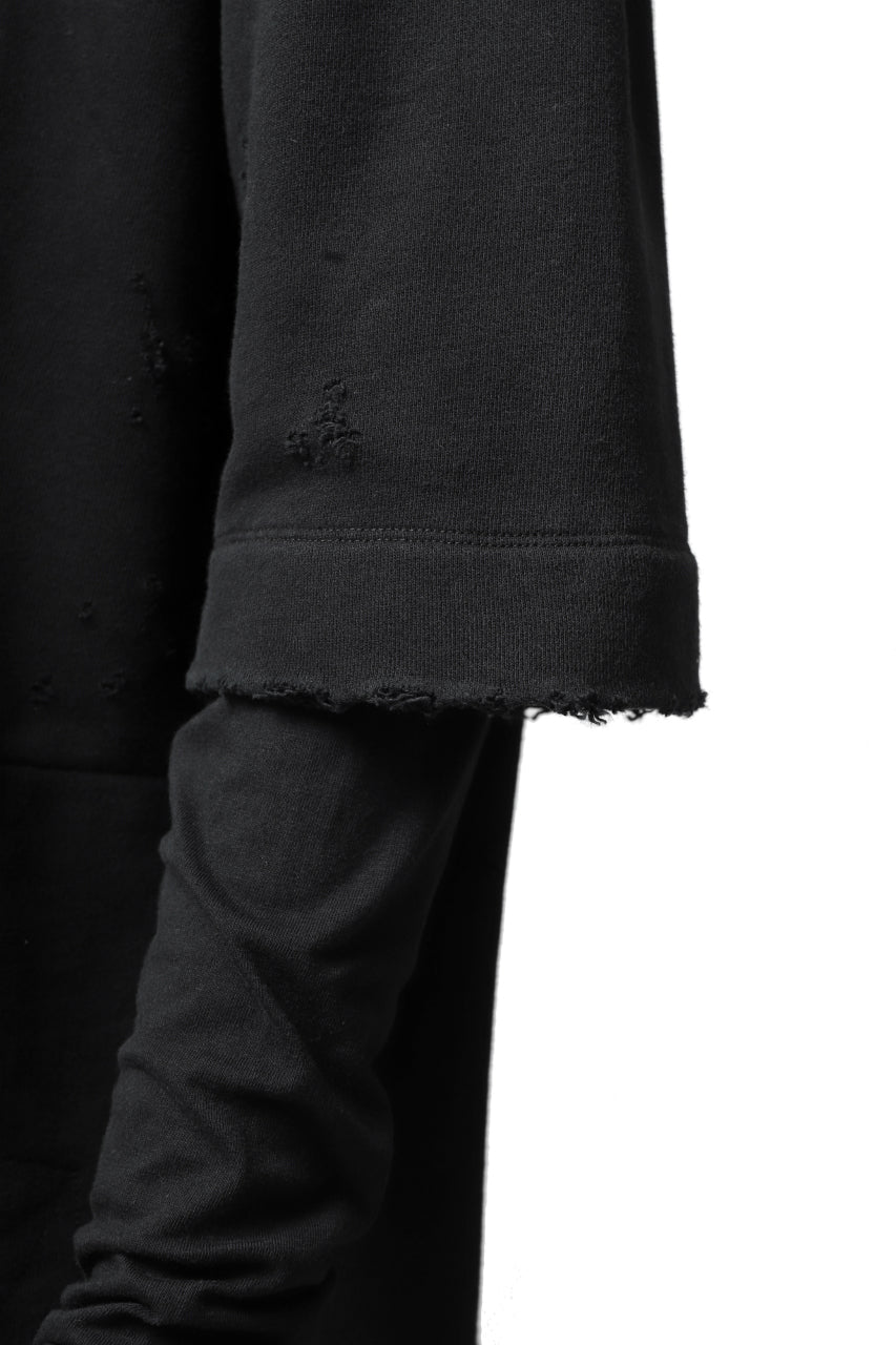 画像をギャラリービューアに読み込む, A.F ARTEFACT "FRAYED" DAMAGE LAYERED SWEATER TOPS (BLACK)